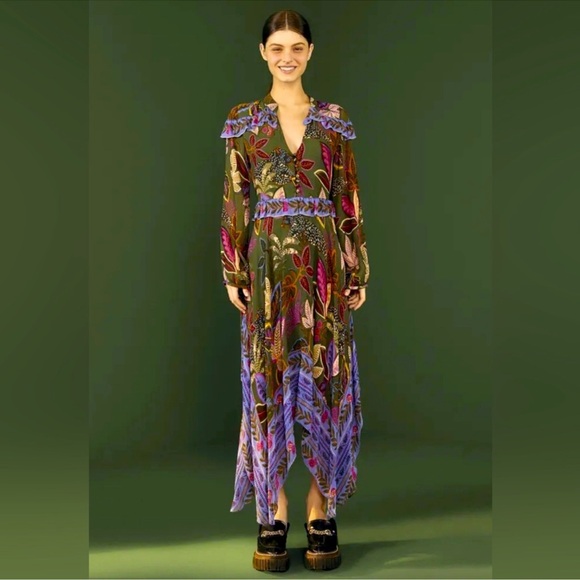 FARM RIO NWT Wild Jungle MIDI Dress Size Small, Fits A Medium Fitted - Picture 5 of 8